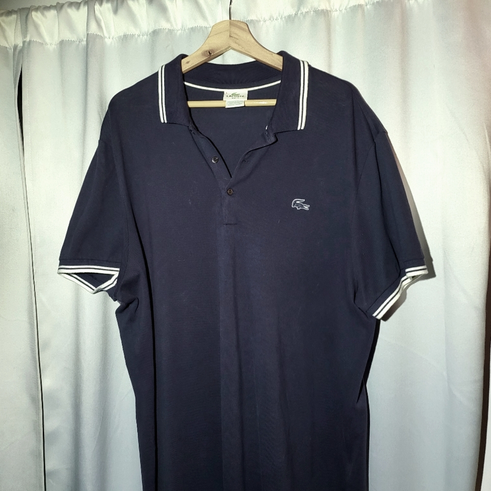 Men's LaCoste polo shirt- Navy with white accents
